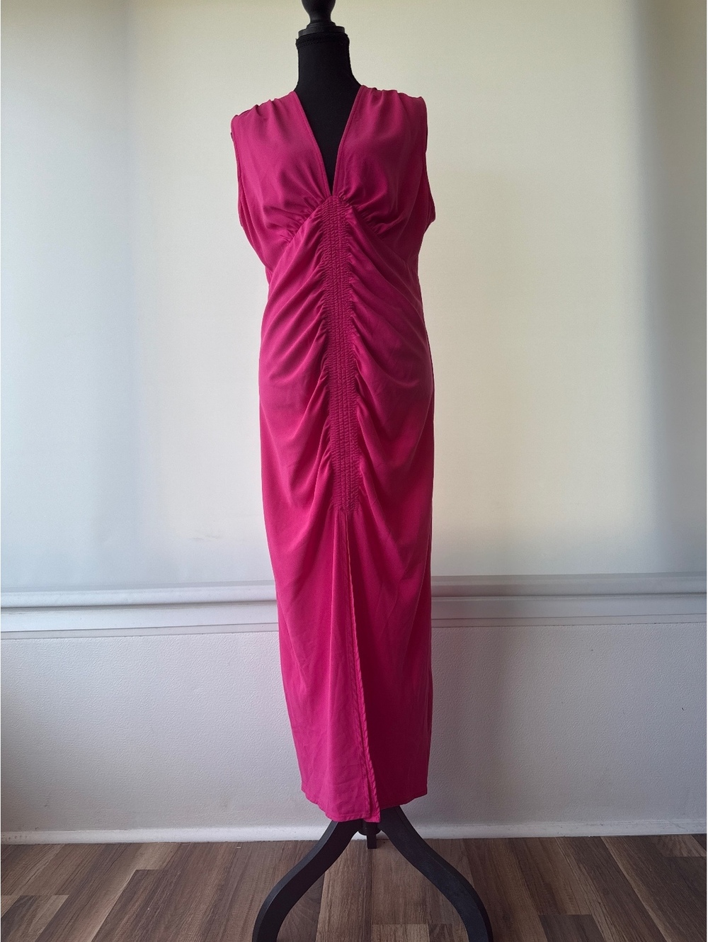 Thakoon Collective Pink Sleeveless Ruched Maxi Dress Size 12